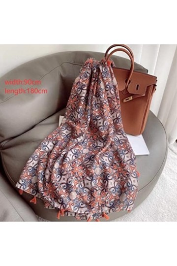 MOBAAK Echarpes Et Foulards Femme Écharpes Châle Écharpe Douce Et Légère Avec Glands Châle Imprimé Fleur Vintage Foulard Chal