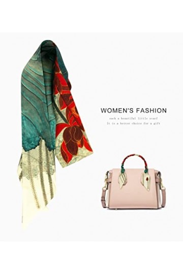 Mengmeng Angel Foulard en soie de style chinois classique imprimé pour femme, 2-phnom Penh Lotus,