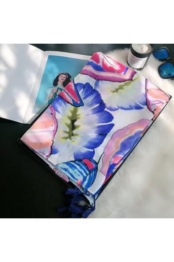 Foulard châle en viscose à pampilles florales abstraites, polyvalent au printemps automne Foulard for femmes Foulard Hijab mu