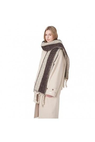 MOBAAK Echarpes Et Foulards Femme Écharpe Rétro Chaude Classique À Rayures Verticales Épaissir Gland Noué Foulard Chale Femme