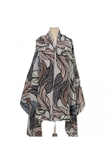 PacuM Écharpe de mode chaude, bandeau plus épais Wrap musulman Hijab dégradé vraies feuilles frange viscose châle écharpes éc