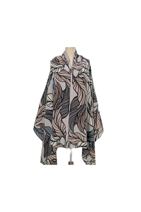 PacuM Écharpe de mode chaude, bandeau plus épais Wrap musulman Hijab dégradé vraies feuilles frange viscose châle écharpes éc