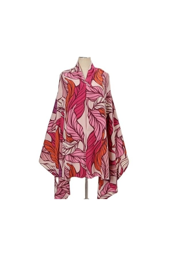 PacuM Écharpe de mode chaude, bandeau plus épais Wrap musulman Hijab dégradé vraies feuilles frange viscose châle écharpes éc