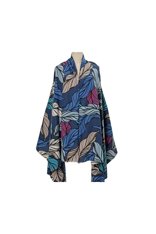 PacuM Écharpe de mode chaude, bandeau plus épais Wrap musulman Hijab dégradé vraies feuilles frange viscose châle écharpes éc