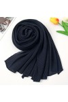 Foulard en Mousseline de Soie Plissée et Plissée, Wraps Musulman Hijab Châle Lady Soft Beach Rides Châles Foulards Foulard en