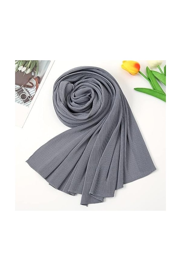 Foulard en Mousseline de Soie Plissée et Plissée, Wraps Musulman Hijab Châle Lady Soft Beach Rides Châles Foulards Foulard en