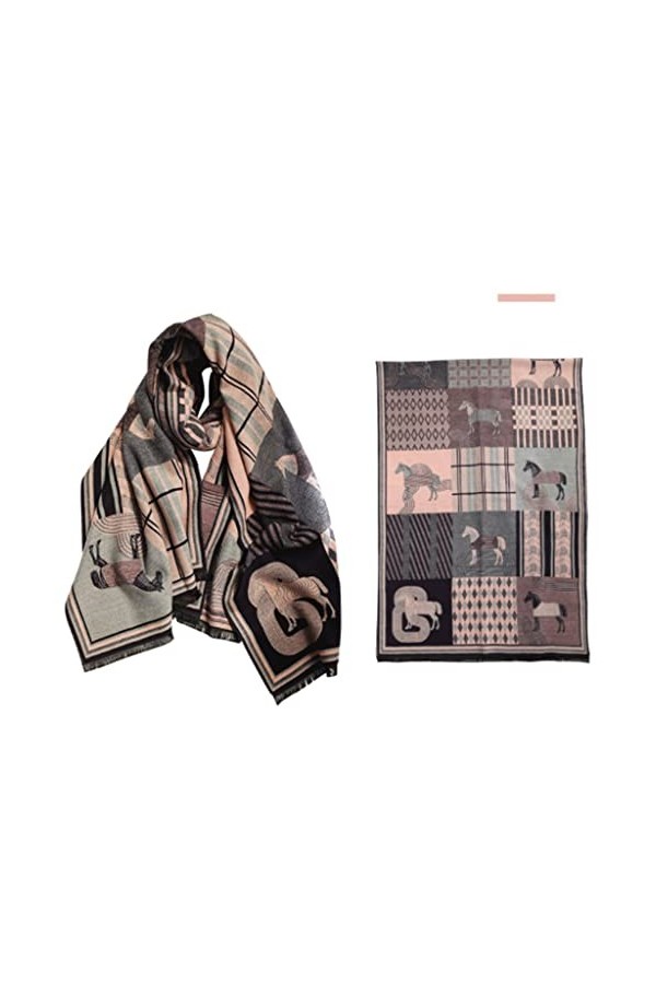 QHLOM Écharpes Écharpe dhiver Automne for Femmes, Imitation Cachemire de Grandes Longues Foulards châle à la Mode, Cheval de