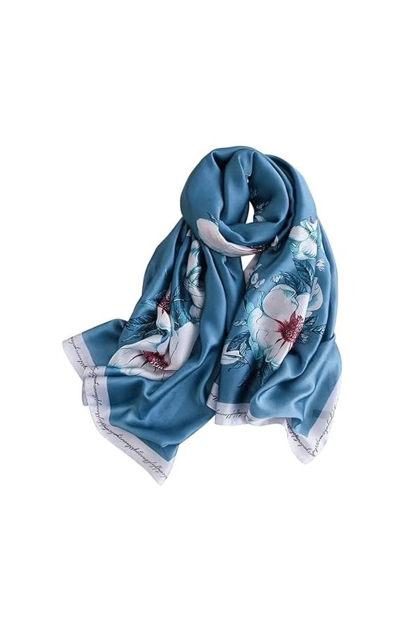 PacuM Écharpe en soie florale à la mode, enveloppes douces femmes châles imprimés dété écharpe longue polyvalente écharpes é