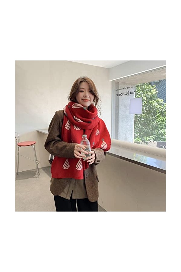 AGOUNOD Écharpe Nouvelle arrivée Automne Hiver écharpe étudiants Mode épais Style coréen Style Chapeau de Noël Petite écharpe