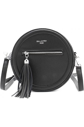 Petit Sac A Bandoulière Femme Rond - Sacoche Messenger Franges en Forme Tambour - Besace Sac de Ville Multipoche Léger - PU C