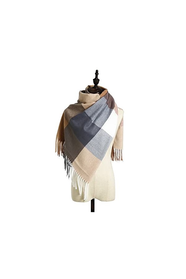 lliang écharpe 2021 Cachemire Femmes Écharpe à Carreaux Écharpe Hiver Chapeau Chaleureux Wrap Bandana Pashmina Long Tassel Fo