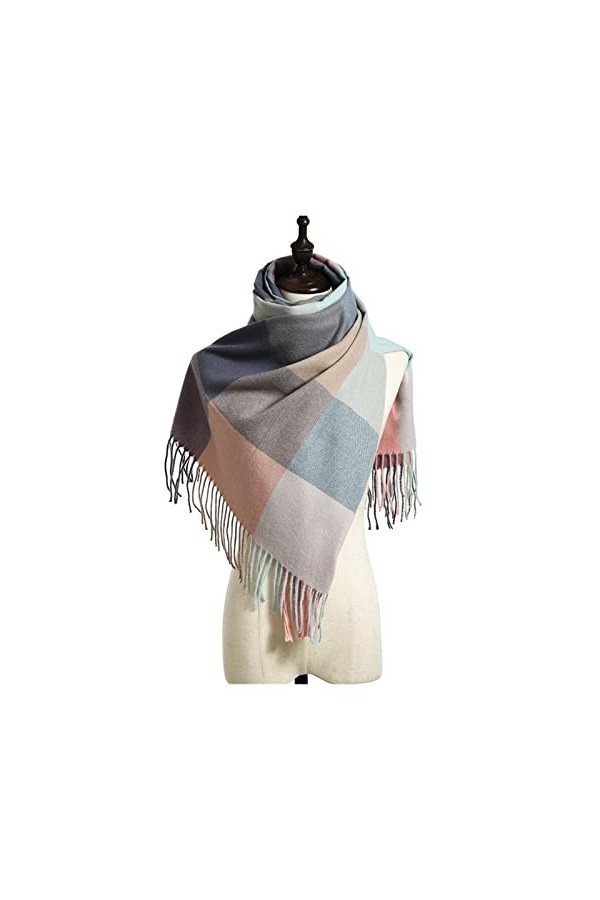 lliang écharpe 2021 Cachemire Femmes Écharpe à Carreaux Écharpe Hiver Chapeau Chaleureux Wrap Bandana Pashmina Long Tassel Fo