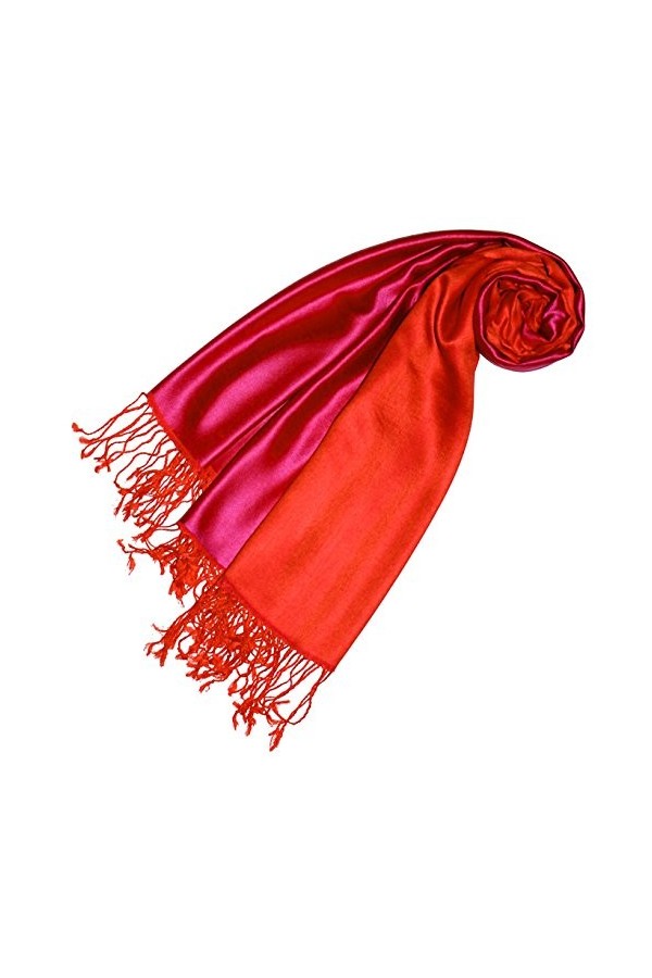 LORENZO CANA Foulard de 70% soie et 30% viscose pour la femme – écharpe réversible 70 x 190 cm - une étole noble pour le prin