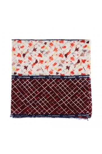 Foulard femme en laine avec combinaison de patchworks, Bordeaux, Taille Unique