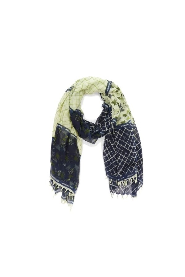 Foulard femme en laine avec combinaison de patchworks, vert, Taille Unique