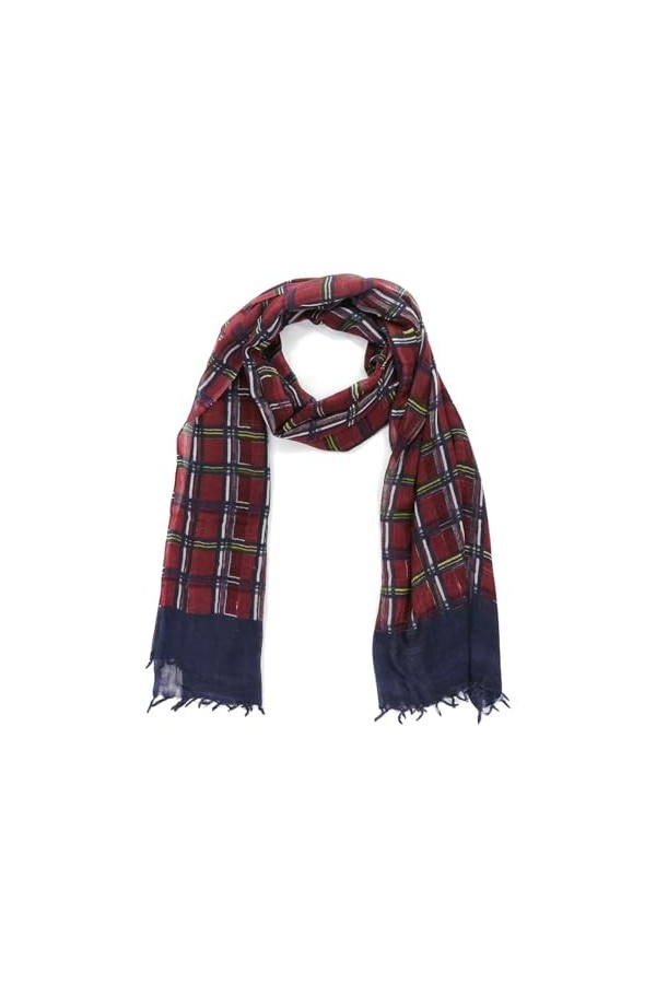 Abbacino Petit foulard femme en laine imprimé à carreaux, Bordeaux, Taille Unique