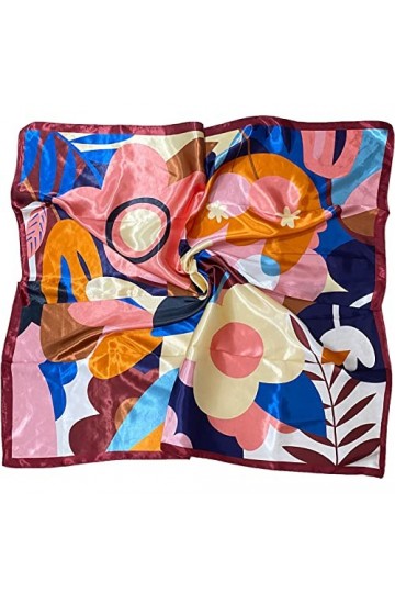 NLORNLAW Foulard carré en soie pour femme 88,9 cm, A - Rouge