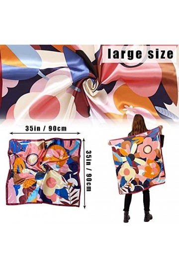 NLORNLAW Foulard carré en soie pour femme 88,9 cm, A - Rouge