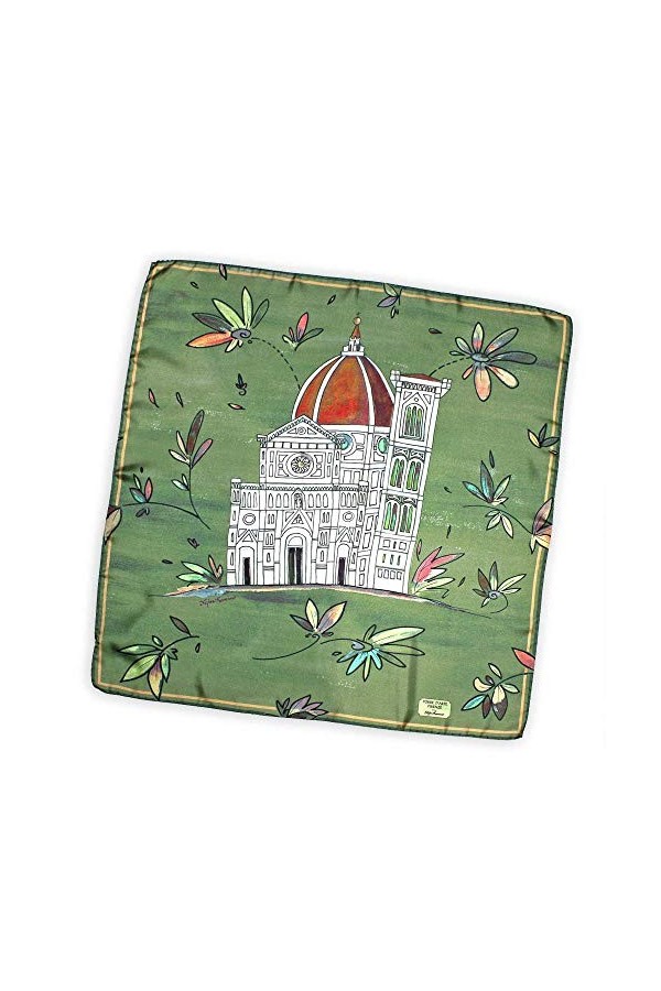 Santa Maria del Fiore foulard 70 x 70 cm pure soie made in Italy. Reproduit la cathédrale de Florence en version artistique e