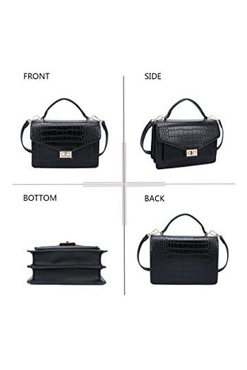 Gallantry By OLIVIA - Sac à main femme + Cadeau surprise, Sac Femmes PU Cuir ECO Sac a Main Bandouliere/NOIR