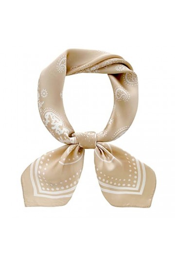 Mokoomiss Foulard carré en satin pour femme de taille moyenne, 70 x 70 cm, oatmeal