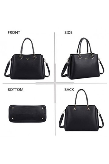 Gallantry By OLIVIA - Sac à main femme + Cadeau surprise, Sac C Femmes PU Cuir ECO Grand Sac a Main Travail Cours NOIR
