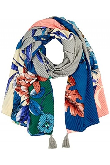 Desigual Fou_Patch Flores Foulard Tendance, Bleu, Taille Unique Femme