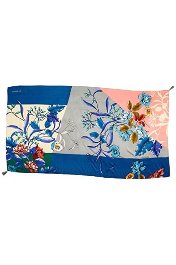 Desigual Fou_Patch Flores Foulard Tendance, Bleu, Taille Unique Femme