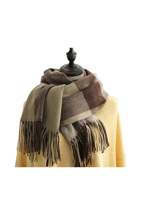 Echarpes Et Foulards Femme Écharpe Femmes Hiver Plaid Écharpe Tassel Imitation Écharpes de cachemire Mode Sofe Mid-Longueur S