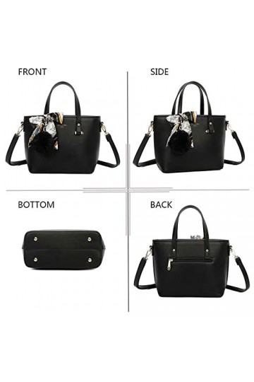 Gallantry By OLIVIA - Sac à main Gallantry + Cadeau surprise, Sac Femmes PU Cuir ECO Sac a Main Travail Ville Noir