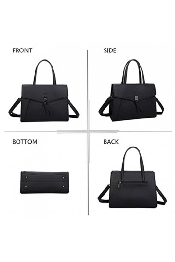 Gallantry By OLIVIA - Sac à main Gallantry + Cadeau surprise, Sac Femmes PU Cuir ECO Sac a Main Travail Ville Noir