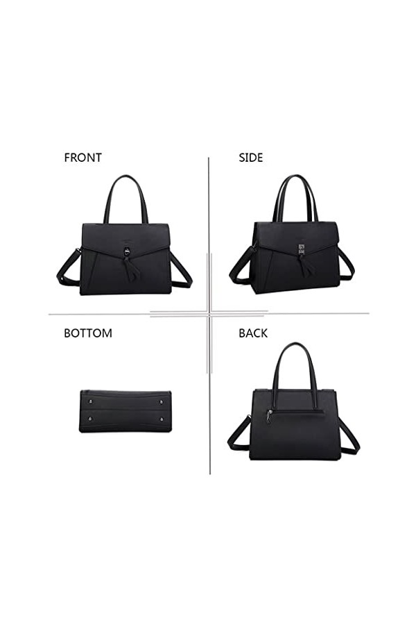 Gallantry By OLIVIA - Sac à main Gallantry + Cadeau surprise, Sac Femmes PU Cuir ECO Sac a Main Travail Ville Noir