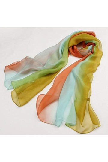 WLLLO Foulard en soie Foulard en soie de soie de mûrier dégradé de couleur unie pour femmes Foulard en soie de plage mince ch