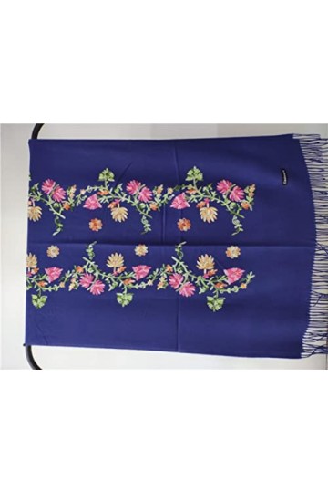 Secuos Nouvelle Mode Broder Viscose Écharpe Femmes Plaine Point Coton Foulards Châle Bleu Marine Fleur Musulman Hijab Foulard