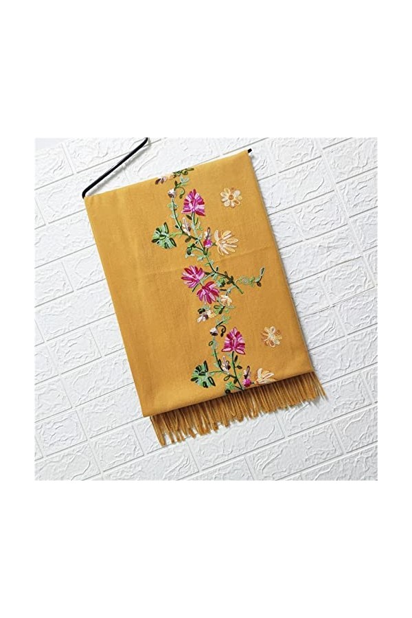 Secuos Nouvelle Mode Broder Viscose Écharpe Femmes Plaine Point Coton Foulards Châle Bleu Marine Fleur Musulman Hijab Foulard