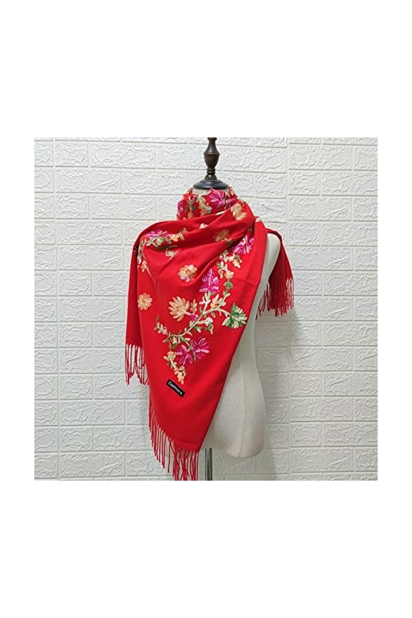 Secuos Nouvelle Mode Broder Viscose Écharpe Femmes Plaine Point Coton Foulards Châle Bleu Marine Fleur Musulman Hijab Foulard