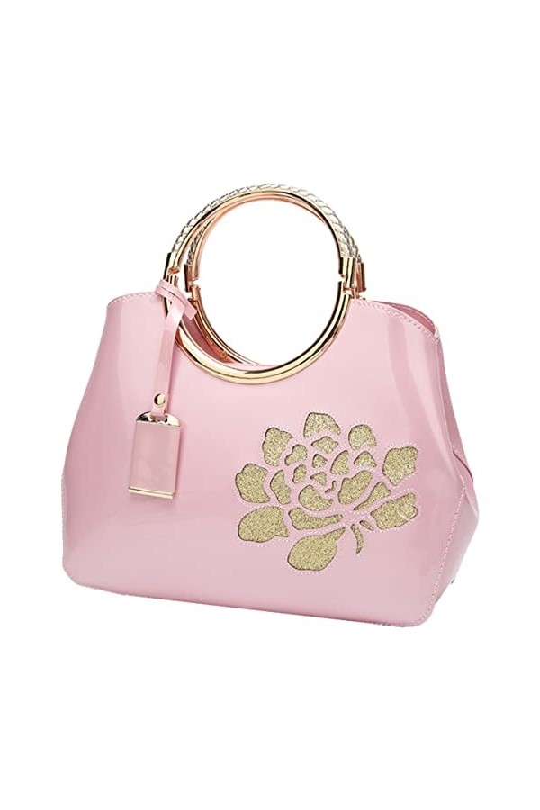 NIYUTA® Sacs portés Main Femme Mode Cuir Verni Coquille Sacs portés épaule Sacs bandoulière Sac a Main Rose