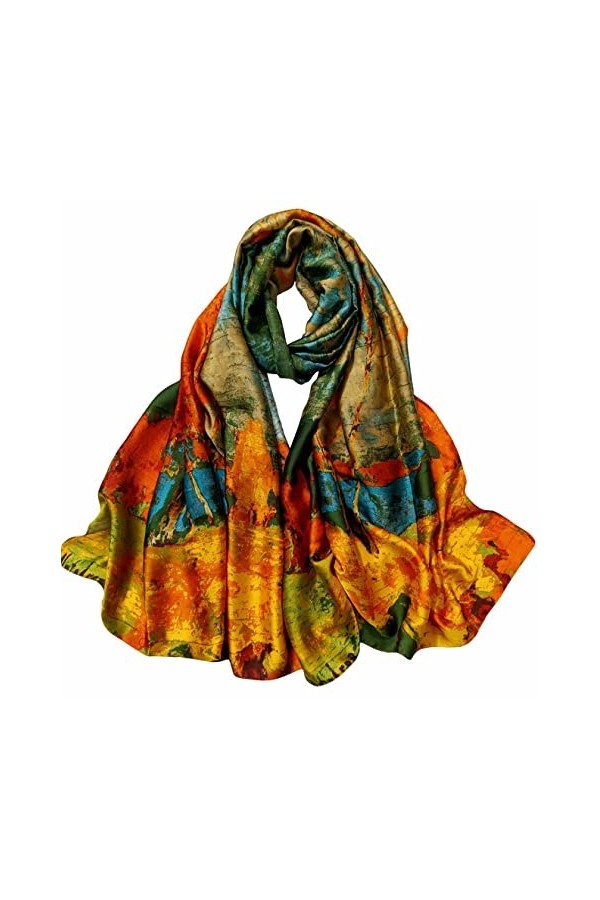 Acotavie Foulard léger pour femme - Motif floral - Écharpe tendance - Protection solaire, U&54