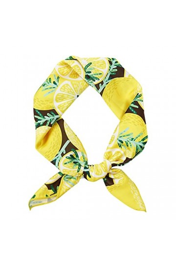 GERINLY Foulard carré pour femme Imprimé citron Jaune, Jaune, M