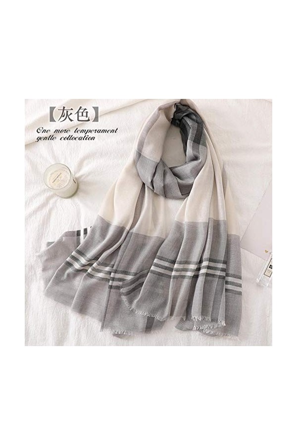 WLLLO Foulard femme mince longue section écharpe de cou écharpe crème solaire en lin surdimensionné châle-B