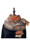 QHLOM Foulard Écharpe à la Mode dhiver for Femme, Dessin animé élégant Petit Chat dimprimé Chat avec Frange, Cachemire ress