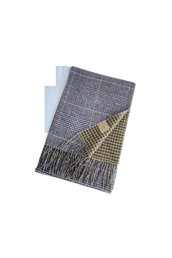 HALAHAI Écharpe Etole Foulard Echarpe Écharpe Chaude En Treillis De Laine, Châle Doux Et Épais Unisexe Sauvage Avec Pompon, H