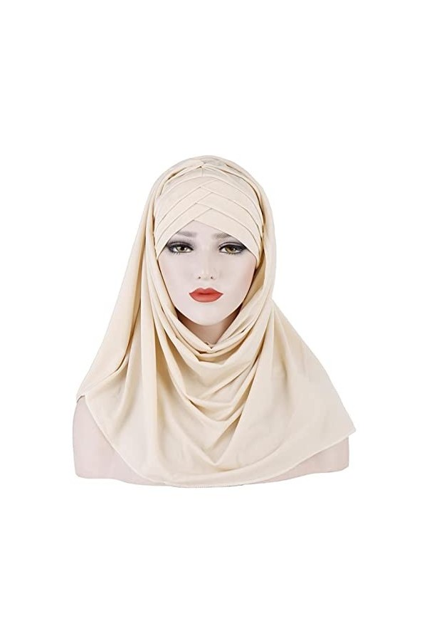 DABOURANG Hijab pour Femme Écharpe en Rayonne de Couleur Unie Hijab for Les Femmes Musulmanes Foulard de tête écharpes Turban