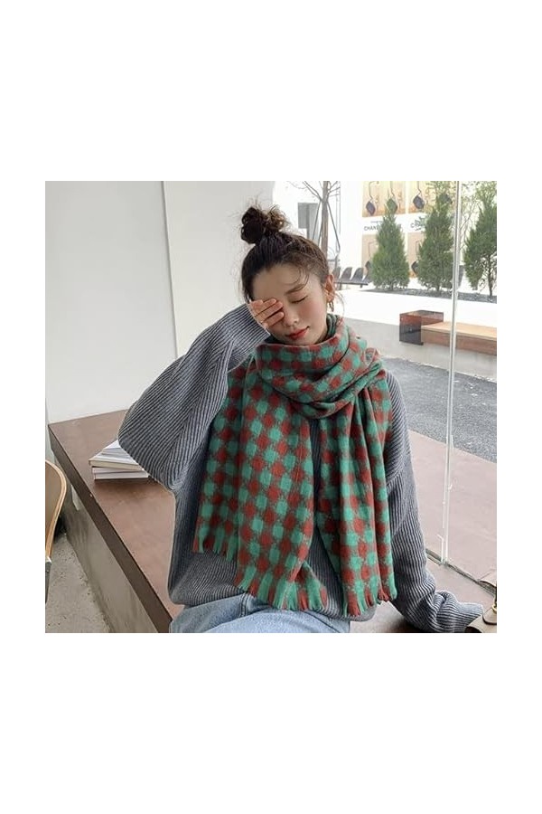 Tlilyy Classique Plaid Femmes châles écharpe épaisse Double Face Cachemire écharpe Impression Foulard écharpe Longue Douce Mo