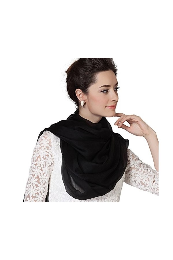 LoveSilk Georgette Foulard 100 % soie pour femme Rouge - Bleu - X-Large