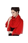 LoveSilk Georgette Foulard 100 % soie pour femme Rouge - Bleu - X-Large