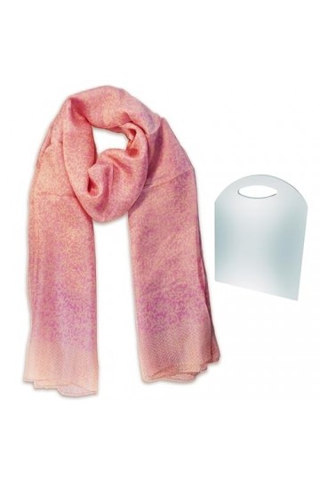 Foulard Femme Imprimé 100% Soie Design BEAT Collection Foulard 100 x 180 cm Couleur Rose