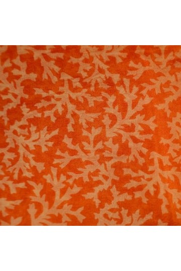 Foulard Imprimé Femme 100% Soie Couleur Corail avec Motifs Crème Collection BEAT Echarpe Design 100 x 180 cm
