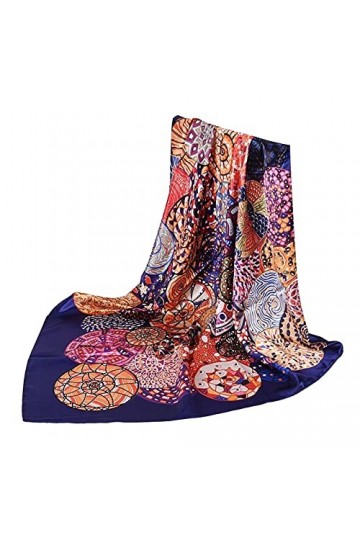 XENITE Écharpe en soie for femmes sentiment Bandana bandeau imprimé Boho écharpes dames léger coton enveloppes châles châle F