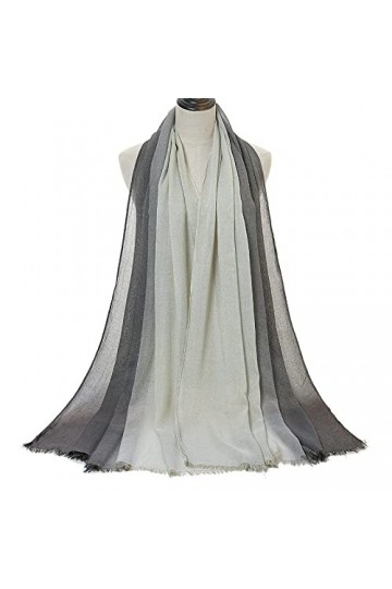 CCBUY Écharpes dhiver pour femme - Hijab en coton blanc gris écharpe pour femme Soild Shimmer avec fil dor deux couleurs Pa